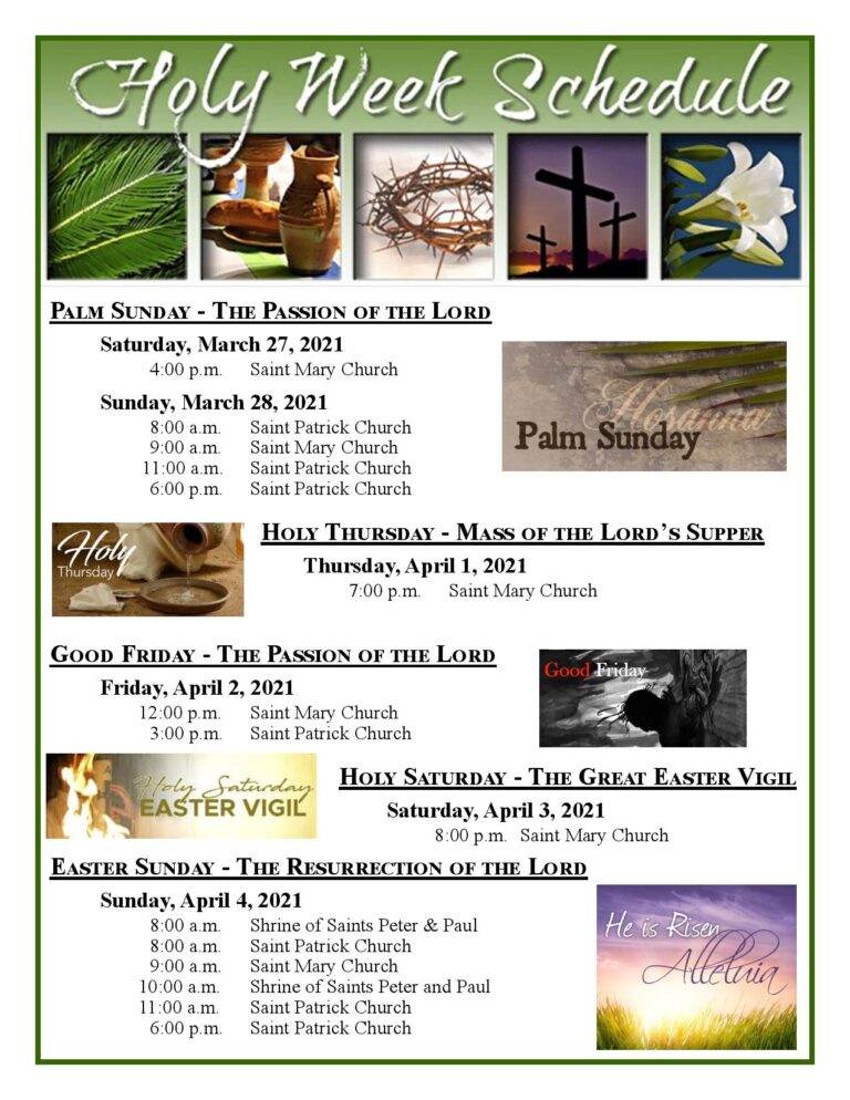 | Holy Week Schedule 2021Our Lady of the Mountains